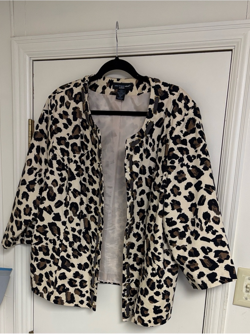 Saint Tropez West Leopard Print Jacket in Cream, Brown & Black